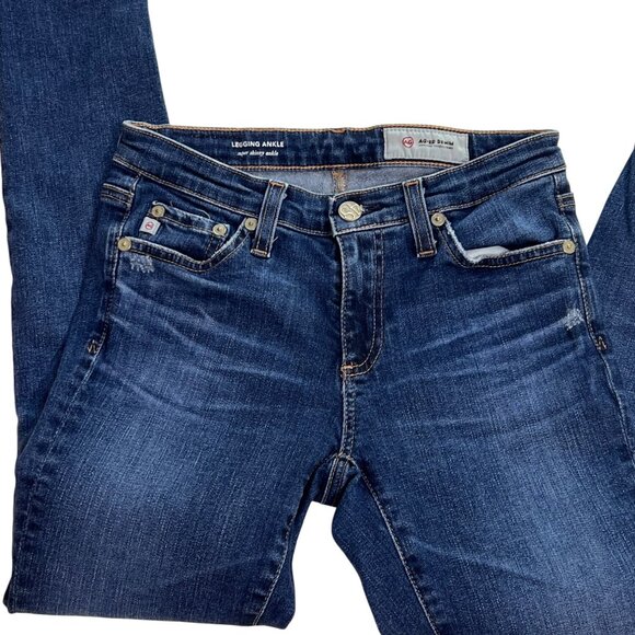 AG-Adriana Goldschmeid Jeans Womens Slim Fit Legging Ankle Size 25 Blue Distress - Picture 1 of 14